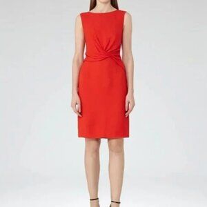 Like New REISS Erica Cherry Red Twist Front Dress US 8